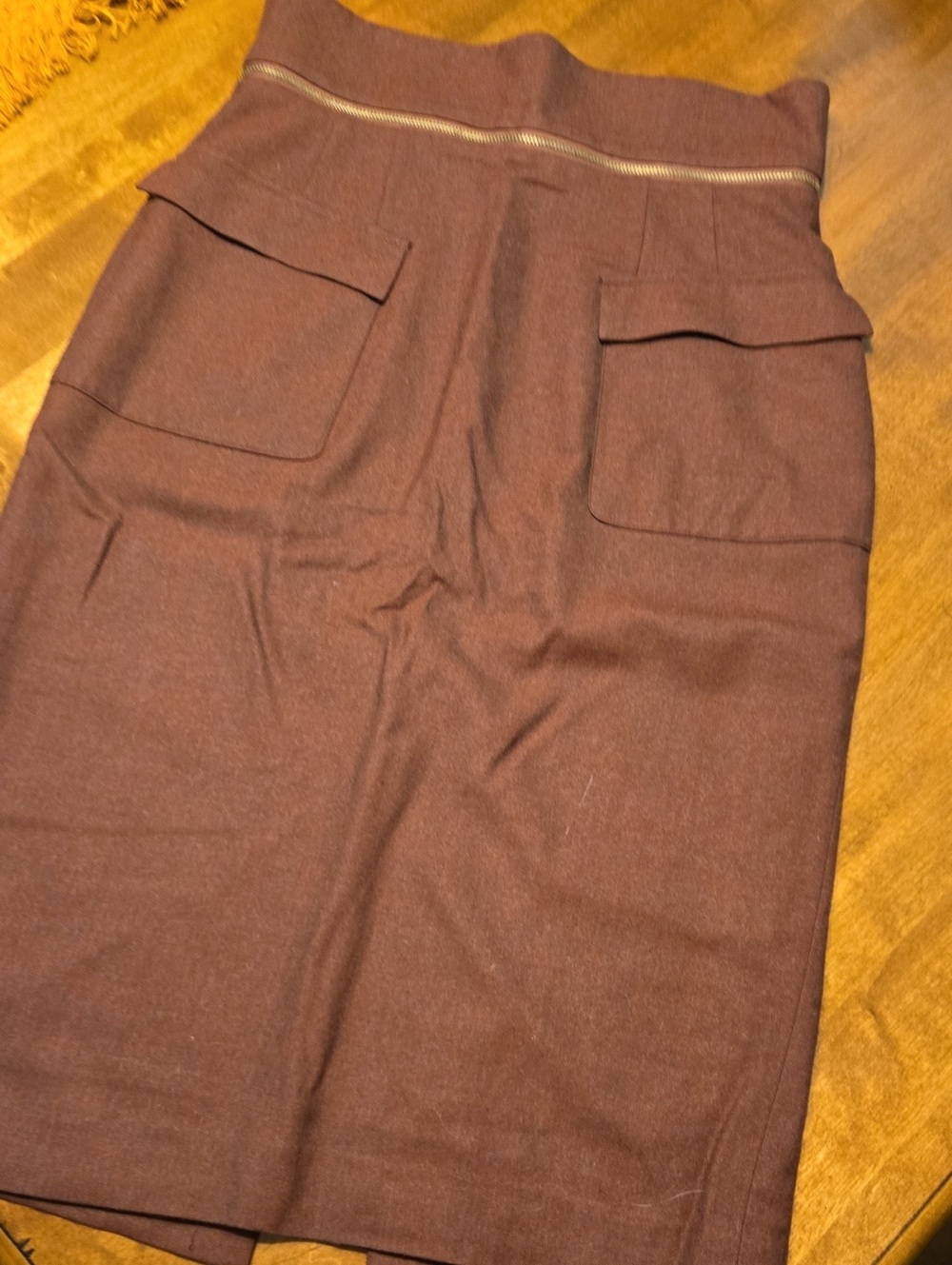 Womens Brown Cargo Pocket Knit Skirt